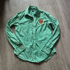 Ralph Lauren Green Striped Button Down Shirt